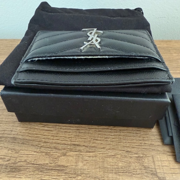 YSL card holder with silver hardware - Picture 4 of 8